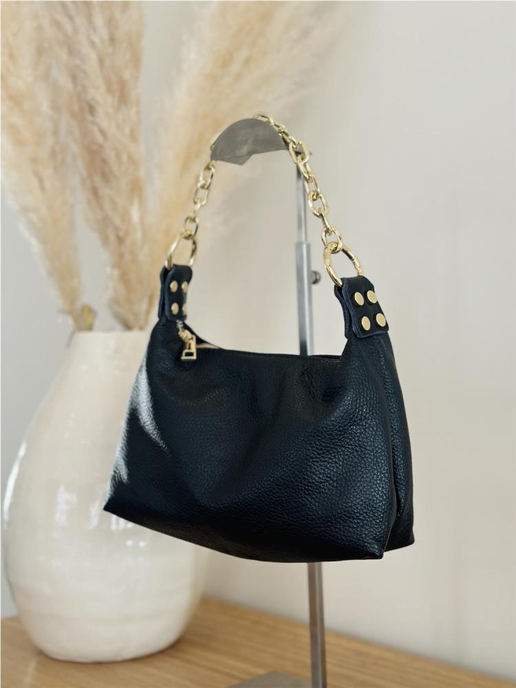 BOLSO PIEL CADENA NEGRO