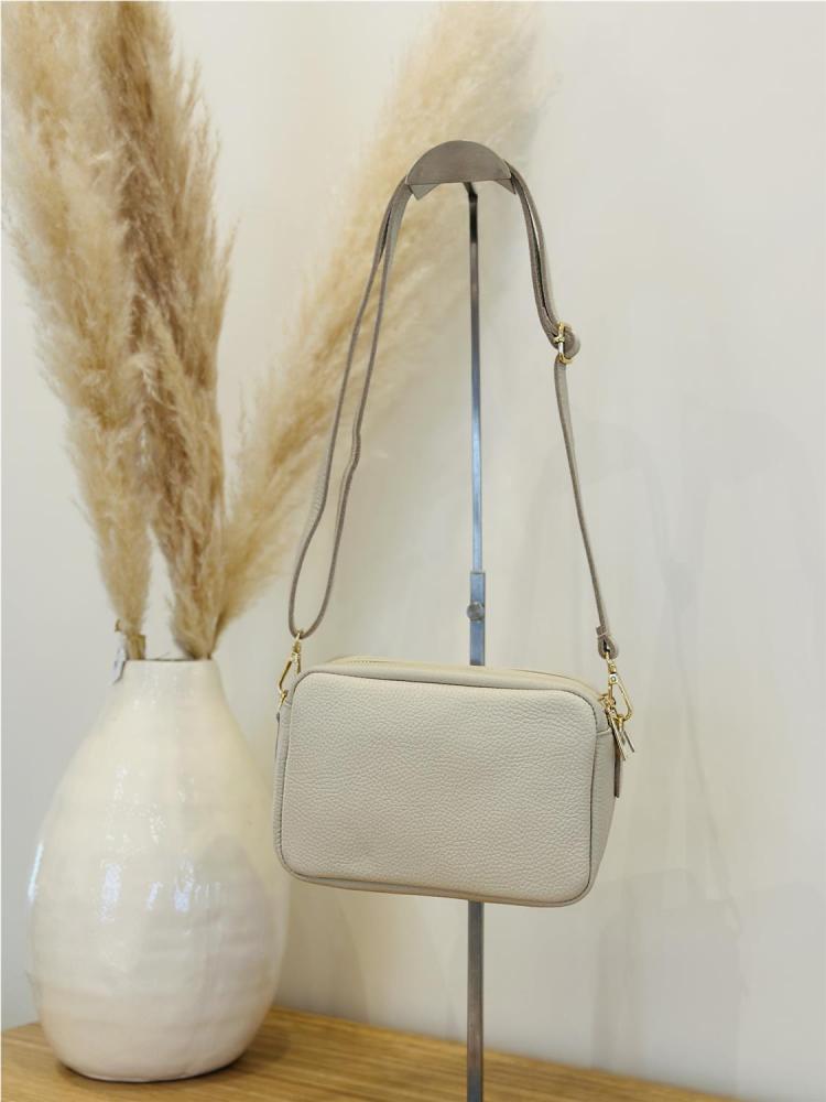 BOLSO 2 CREMALLERAS PIEL CREMA