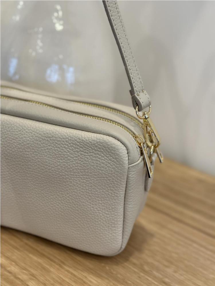 BOLSO 2 CREMALLERAS PIEL CREMA 2
