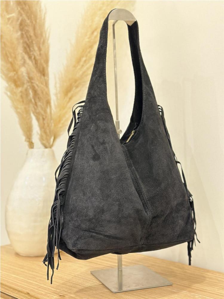 BOLSO PIEL FLECOS NEGRO
