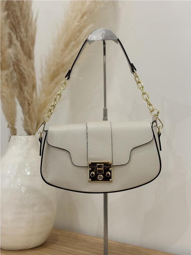BOLSO PIEL CERRADURA CREMA