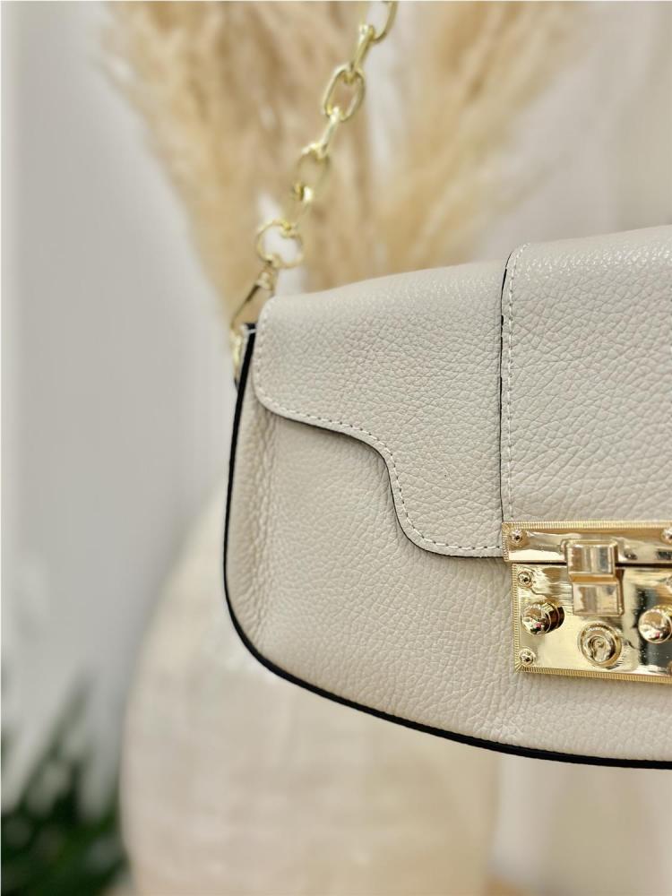 BOLSO PIEL CERRADURA CREMA 2