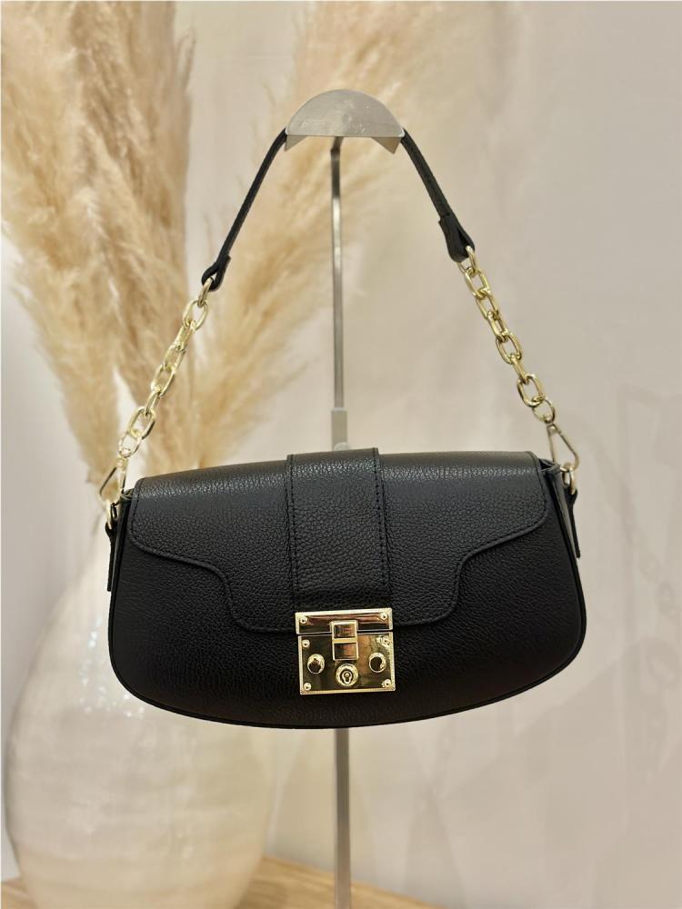 BOLSO PIEL CERRADURA NEGRO