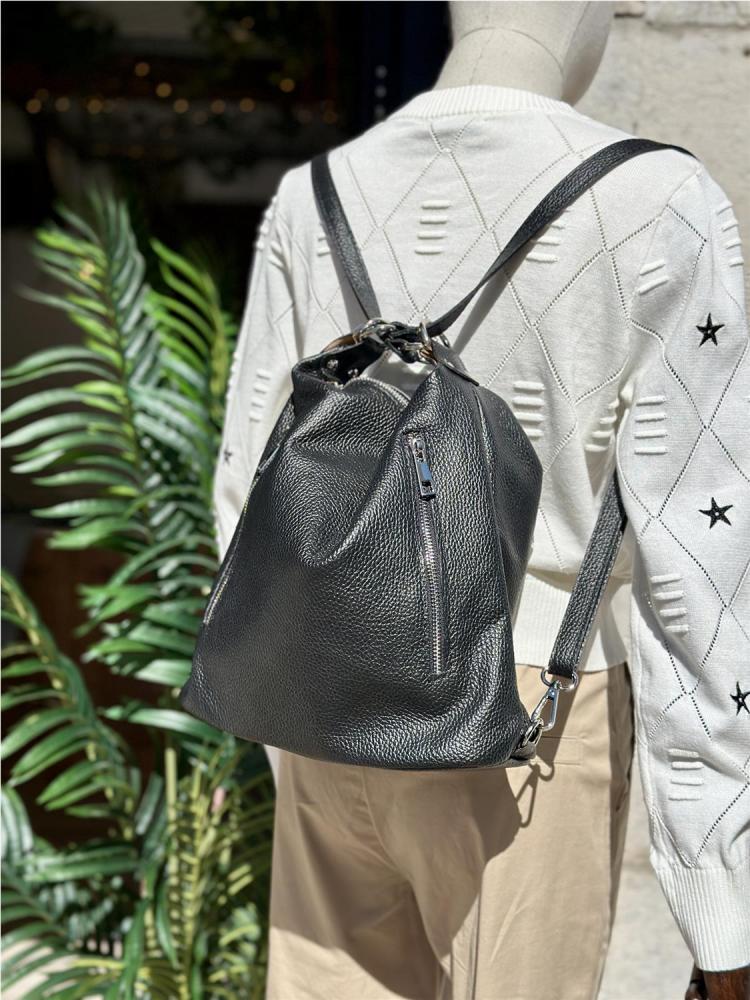 MOCHILA BOLSO PIEL NEGRO