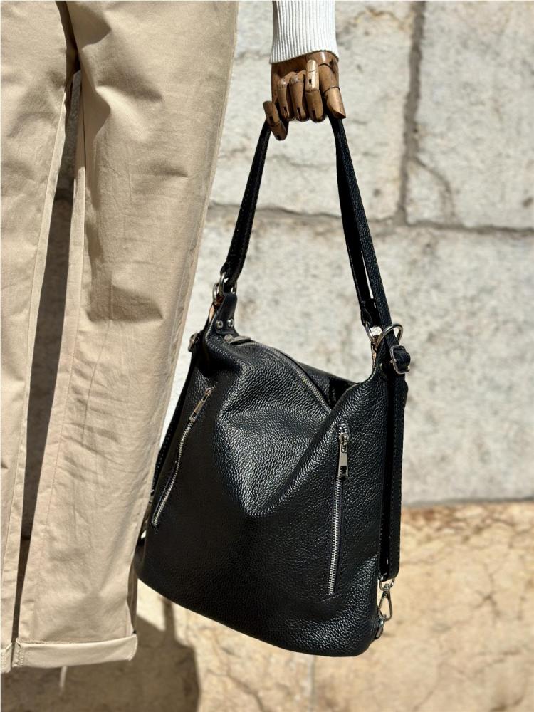 MOCHILA BOLSO PIEL NEGRO 2