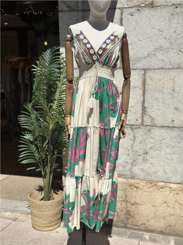 VESTIDO ABALORIOS REBECA BEIGE