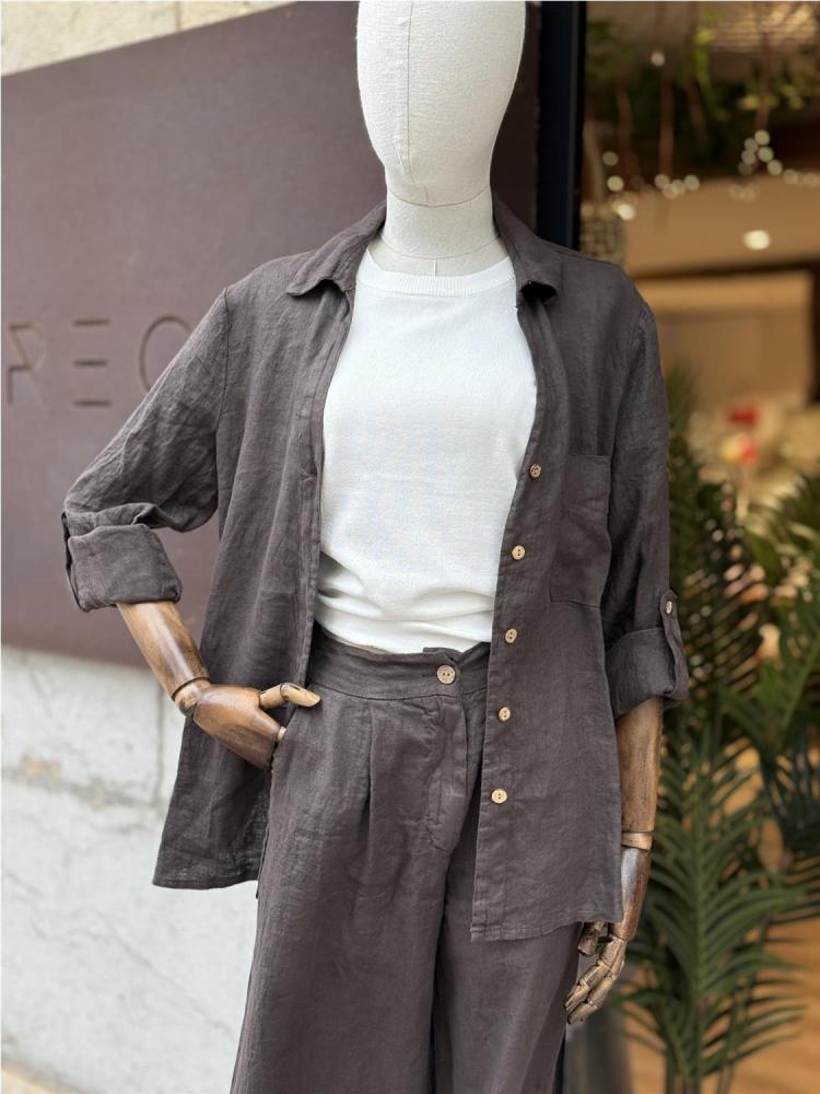 CAMISA LINEN MARRON