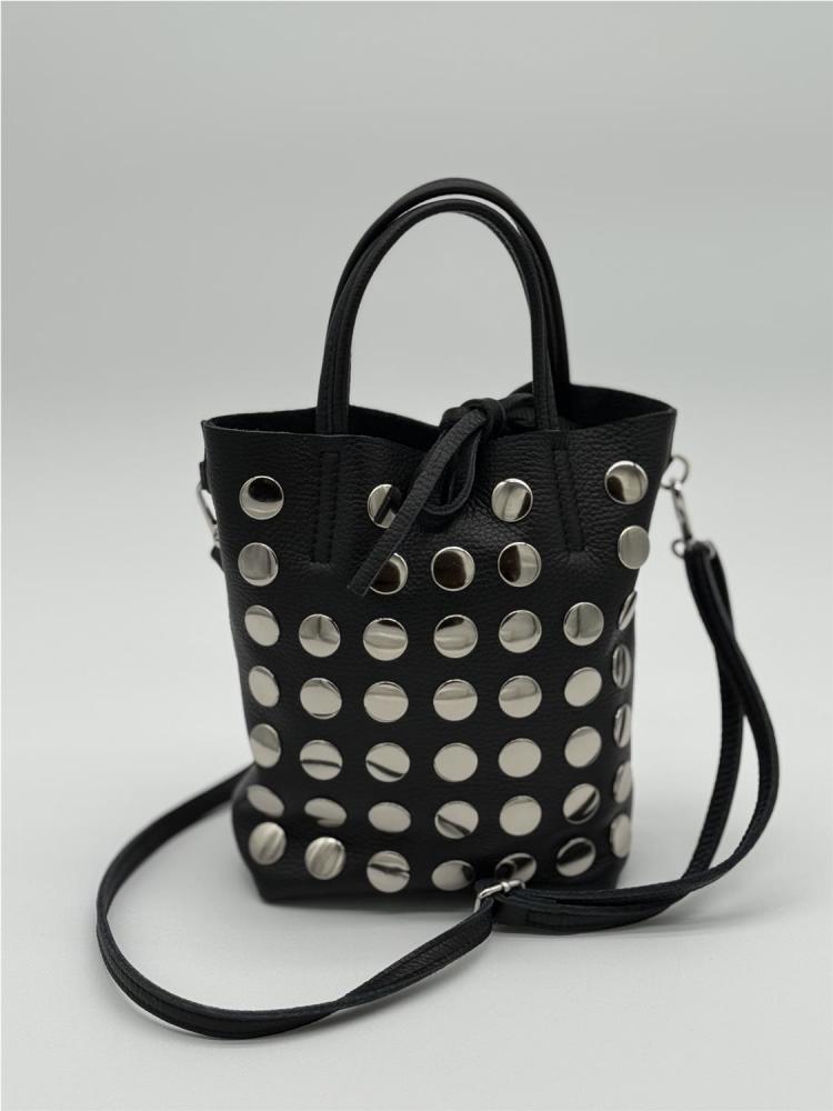 BOLSO PIEL TACHAS NEGRO