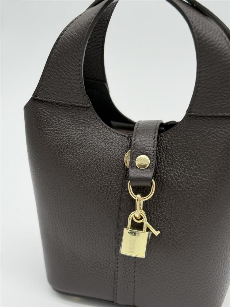 BOLSO PIEL CUBO MINI MARRON 2