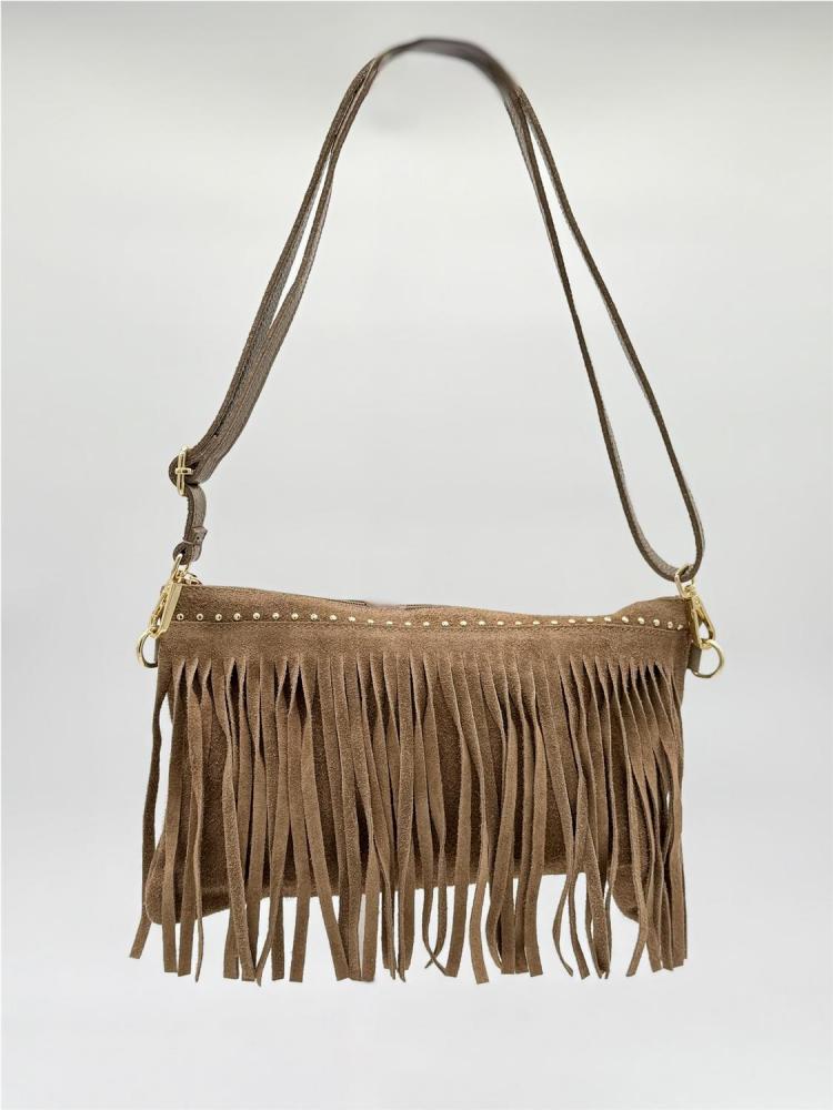 BOLSO PIEL SERRAJE FLECOS...