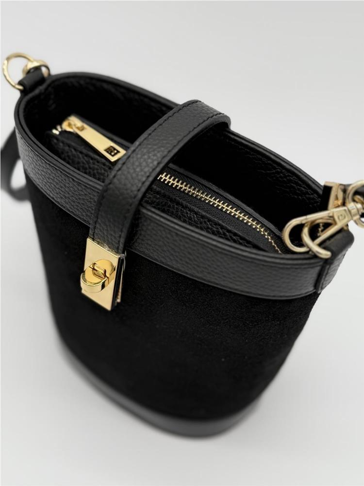 BOLSO CUBO PIEL SERRAJE NEGRO 2