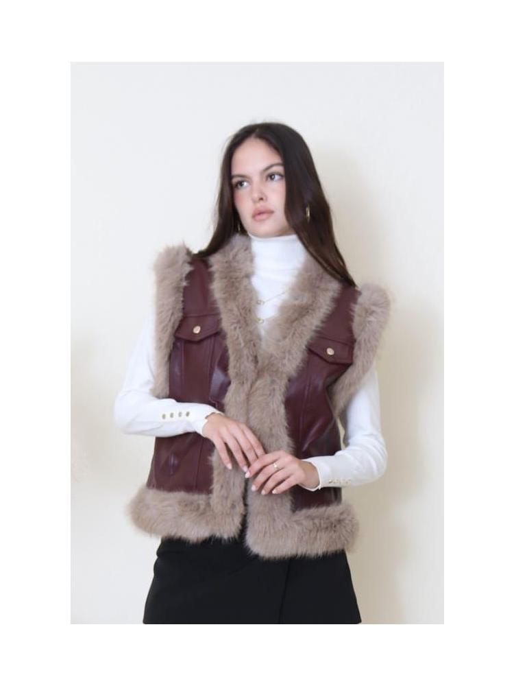 CHALECO PELO SINTET BURDE