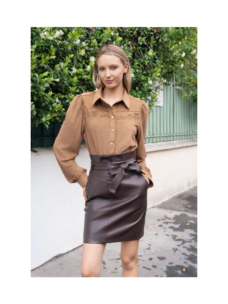 FALDA POLIPIEL TANIA MARRON