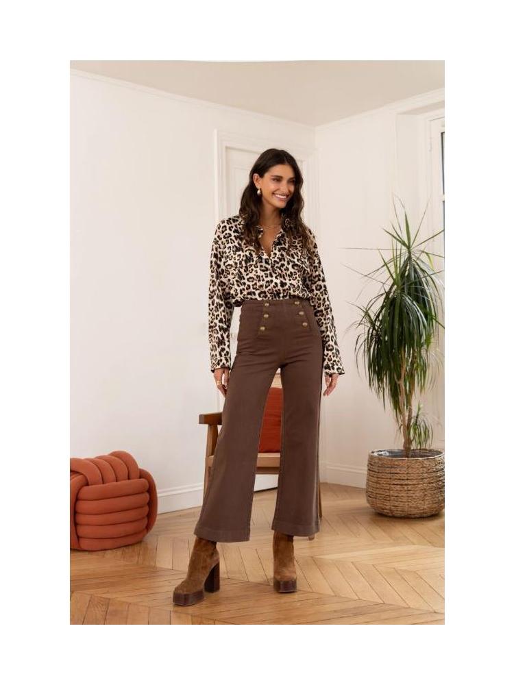 PANTALÓN ANKLE WIDE MARRON