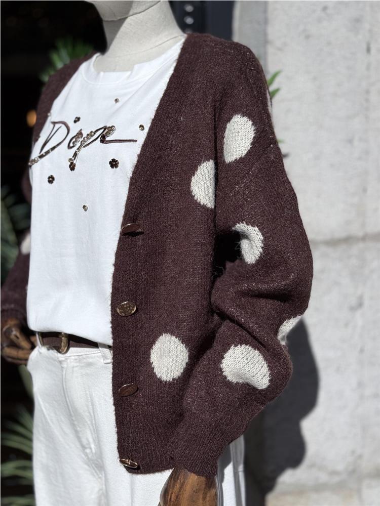 CHAQUETA PUNTO LUNARES MARRON 2
