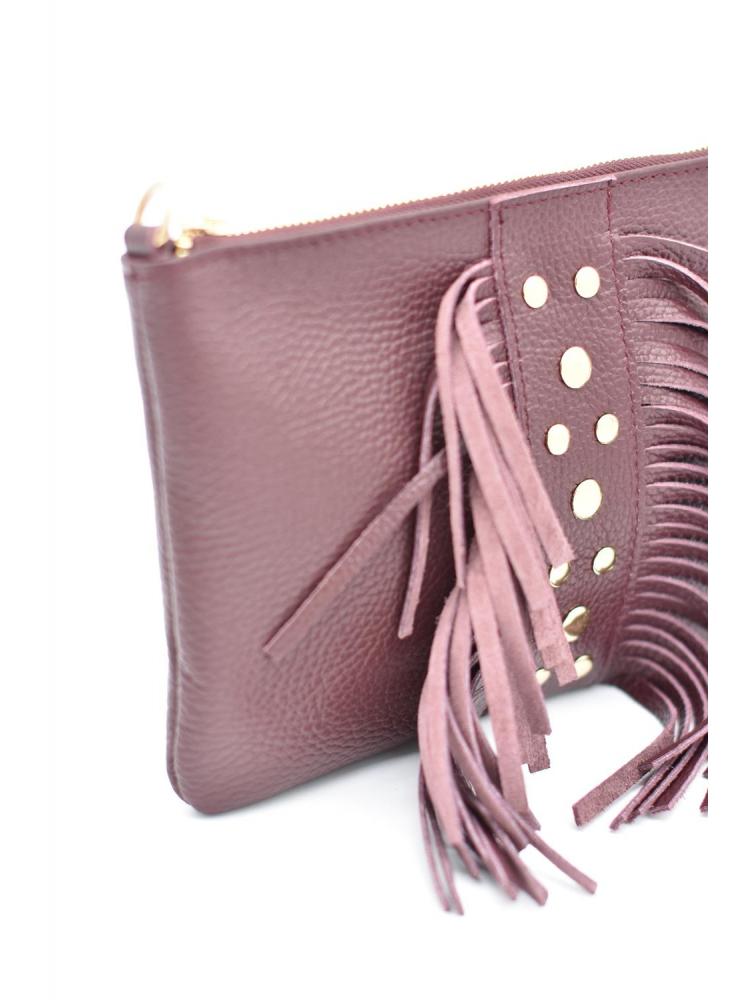 BOLSO PIEL FLECOS BURDE 2