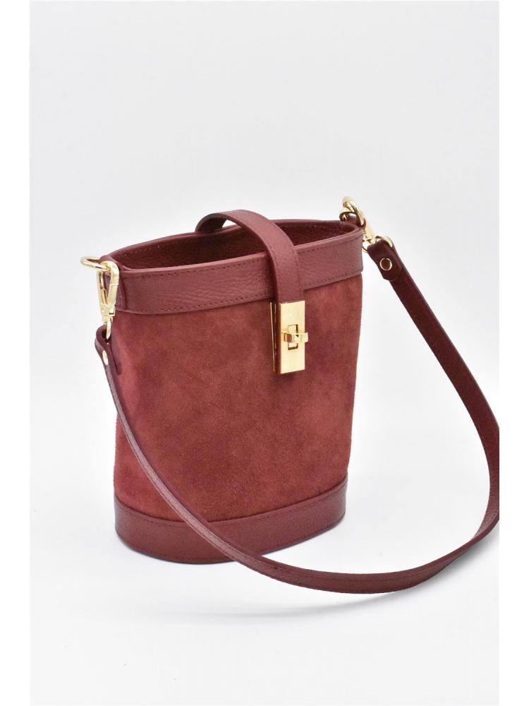 BOLSO CUBO PIEL SERRAJE BURDE