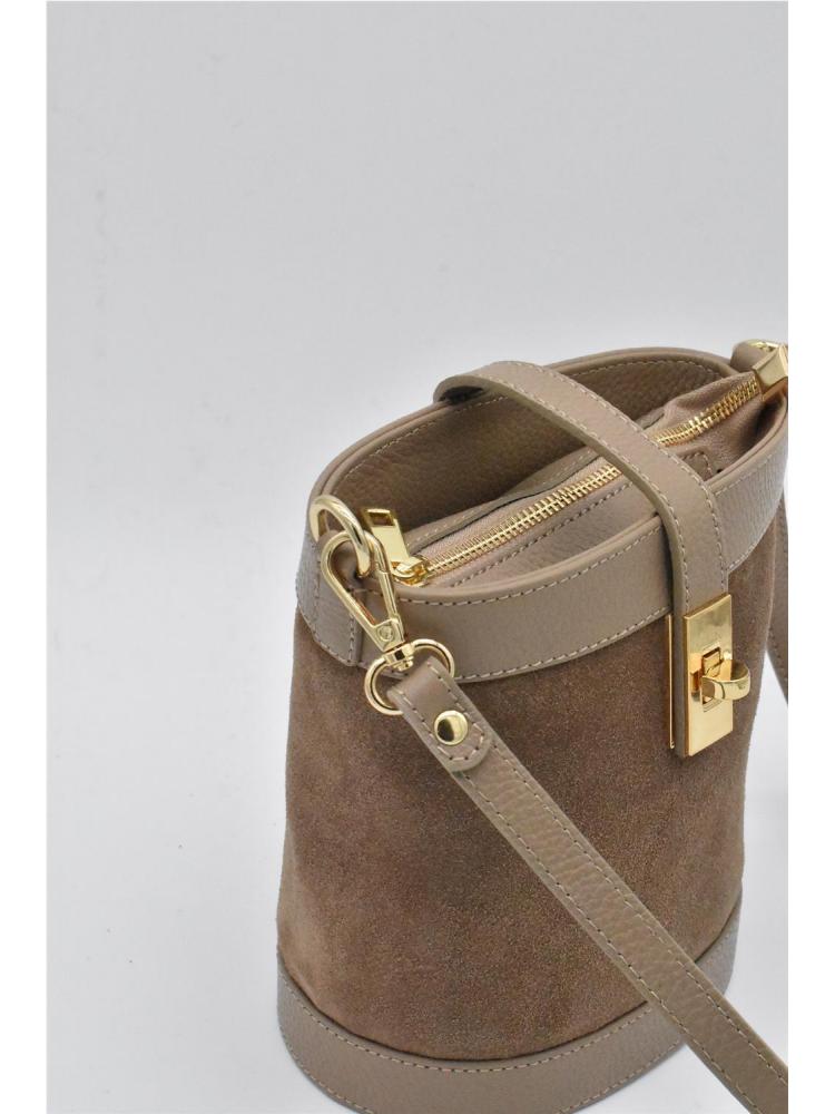 BOLSO CUBO PIEL SERRAJE TAUPE 2