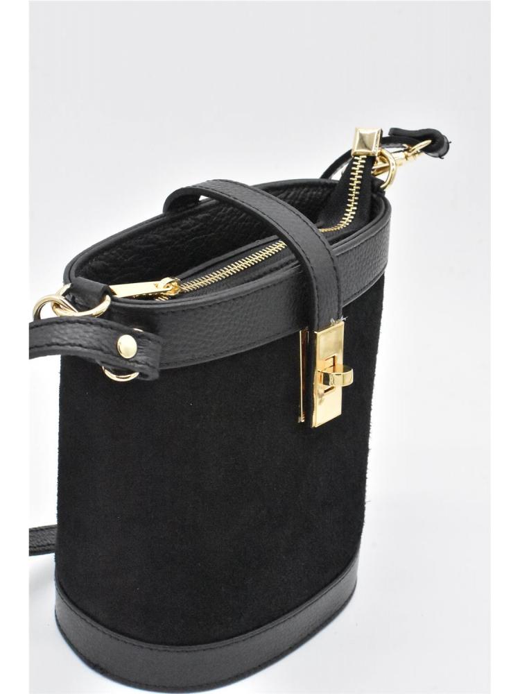 BOLSO CUBO PIEL SERRAJE NEGRO 2