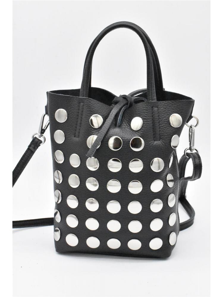 BOLSO PIEL TACHAS NEGRO