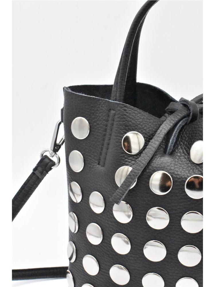 BOLSO PIEL TACHAS NEGRO 2