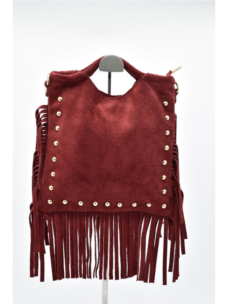 BOLSO PIEL SERRAJE FLECOS...