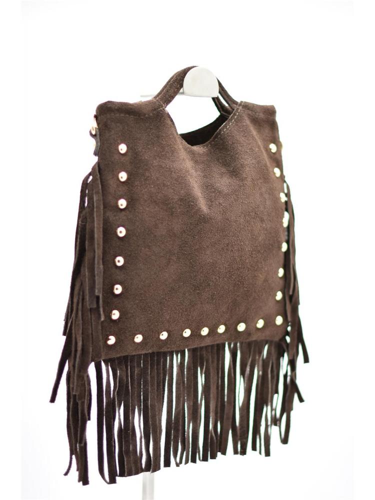 BOLSO PIEL SERRAJE FLECOS...