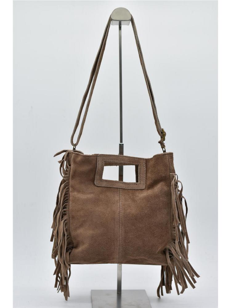 BOLSO PIEL SERRAJE FLECOS...