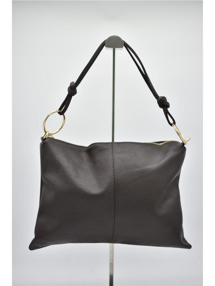 BOLSO PIEL AROS MARRON