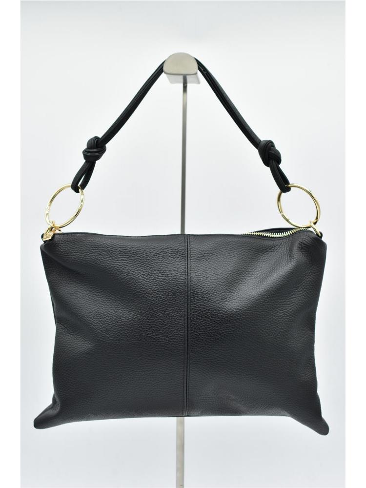 BOLSO PIEL AROS NEGRO