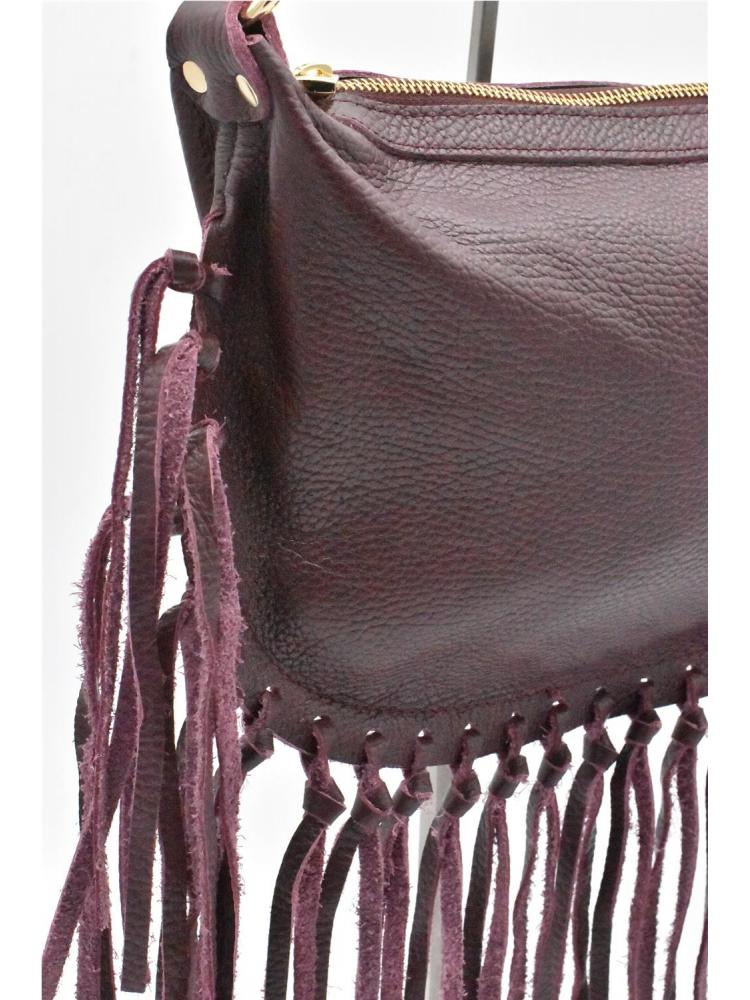 BOLSO PIEL FLECOS BURDE 2