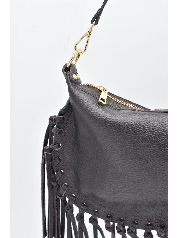 BOLSO PIEL FLECOS MARRON 2