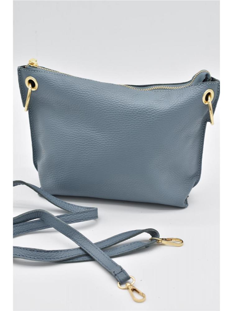 BOLSO PIEL AROS AZUL CLARO