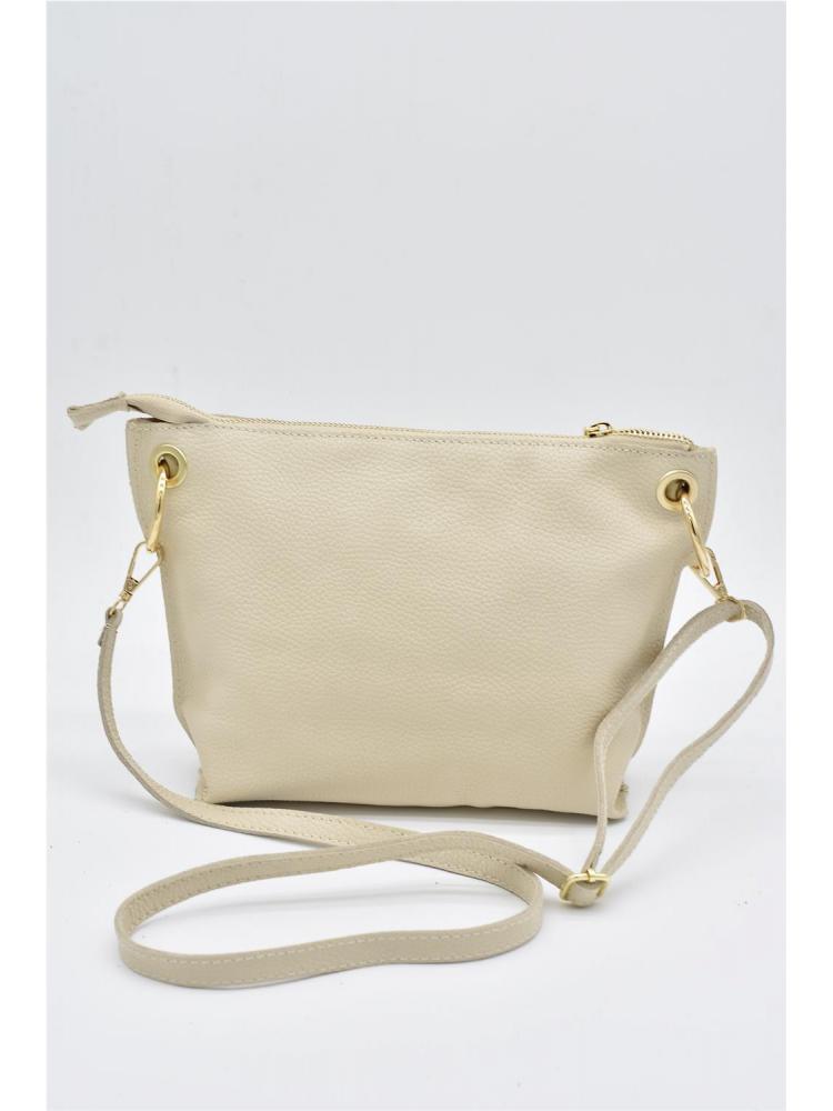 BOLSO PIEL AROS CREMA