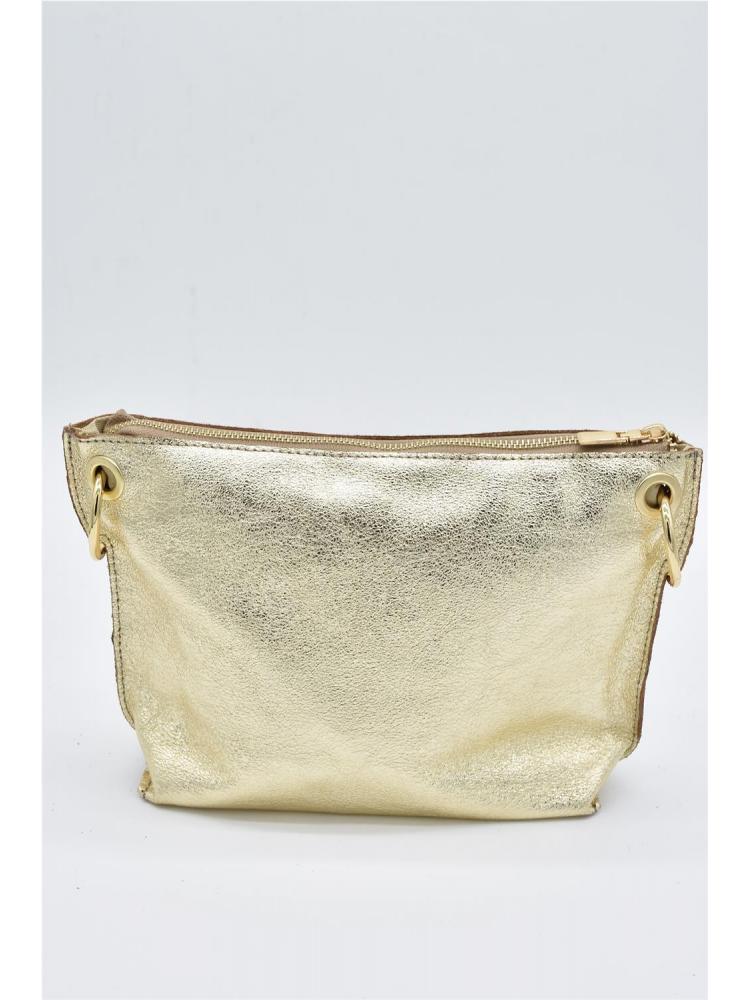 BOLSO PIEL AROS DORADO