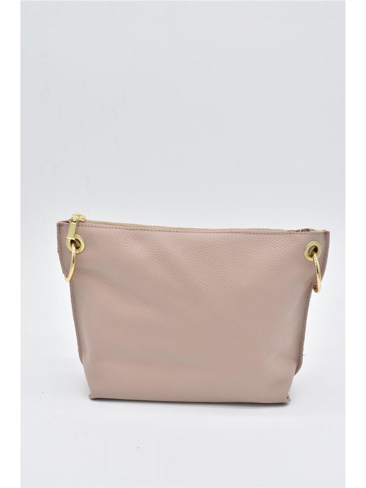 BOLSO PIEL AROS ROSA NUDE