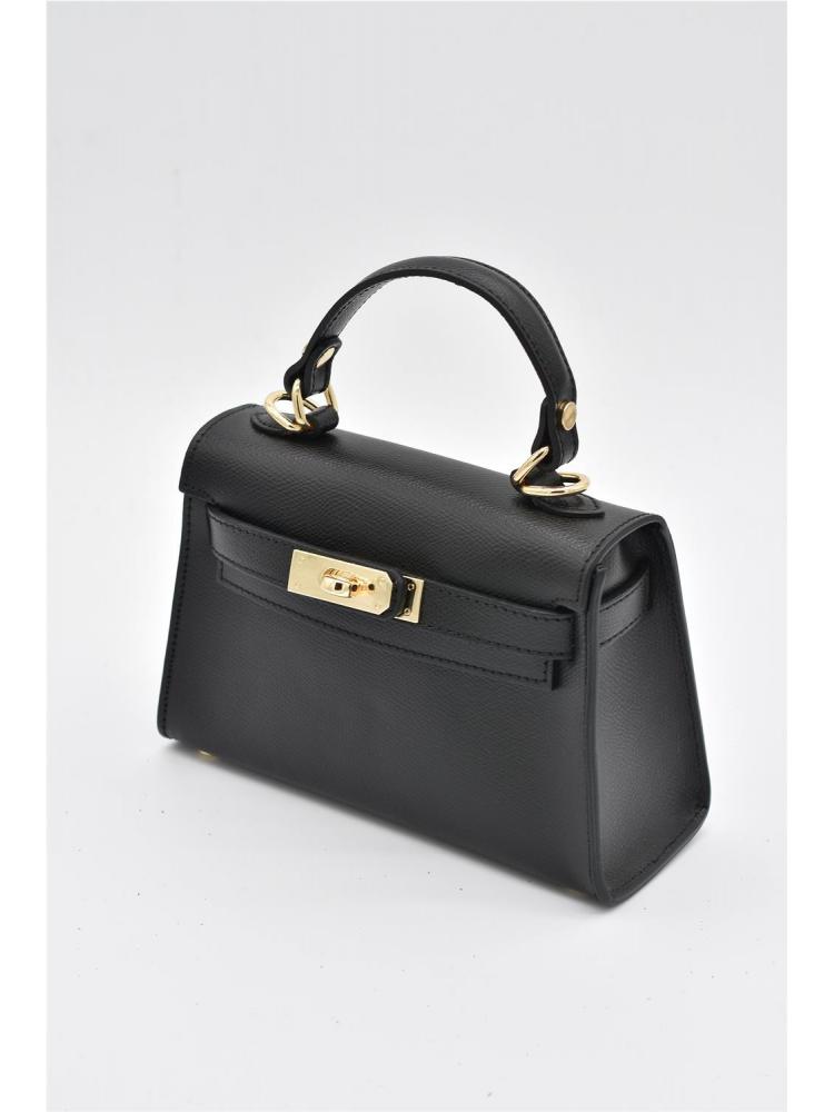 BOLSO PIEL ASA NEGRO