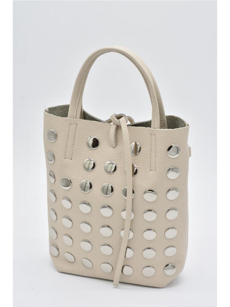 BOLSO PIEN TACHAS CREMA