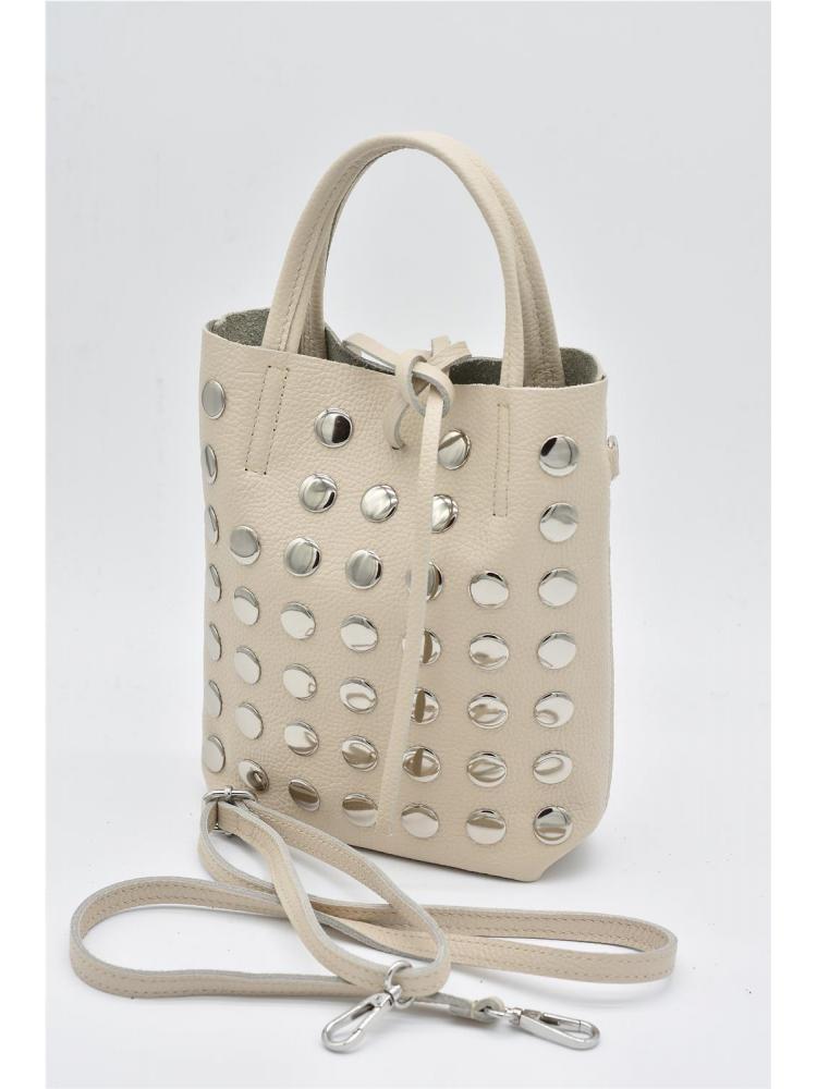 BOLSO PIEN TACHAS CREMA 2
