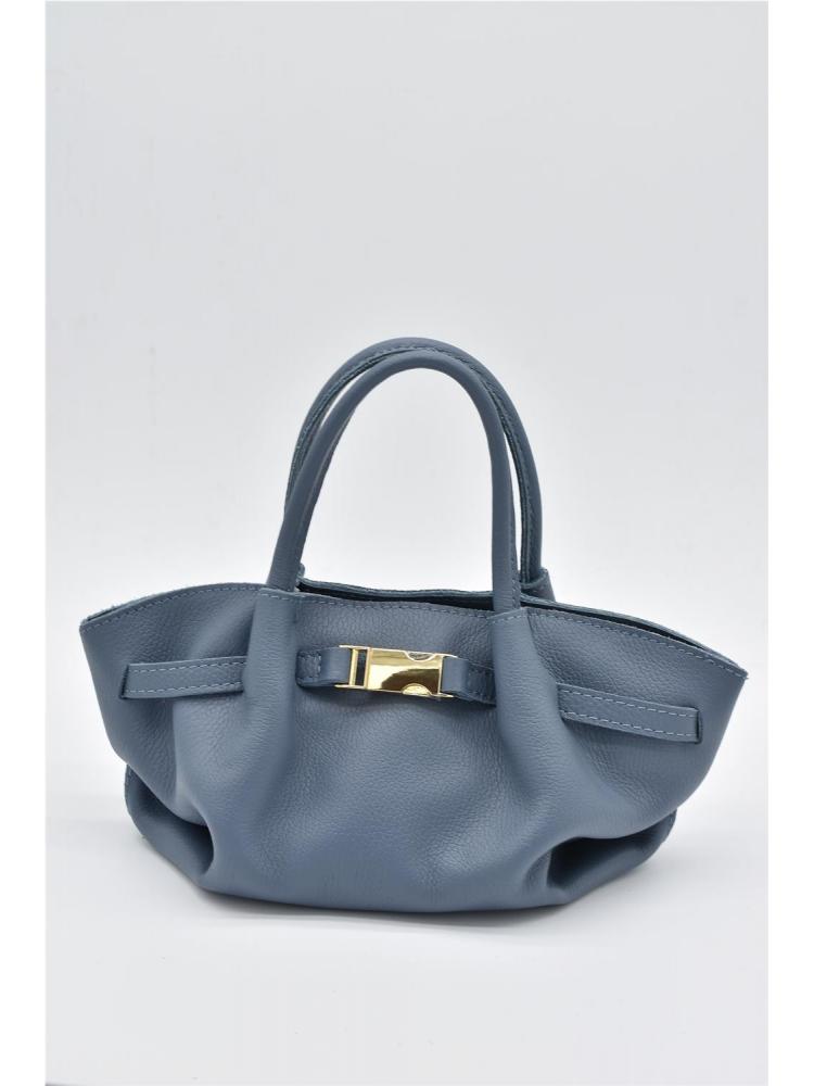 BOLSO PIEL FRUNCIDO AZUL CLARO