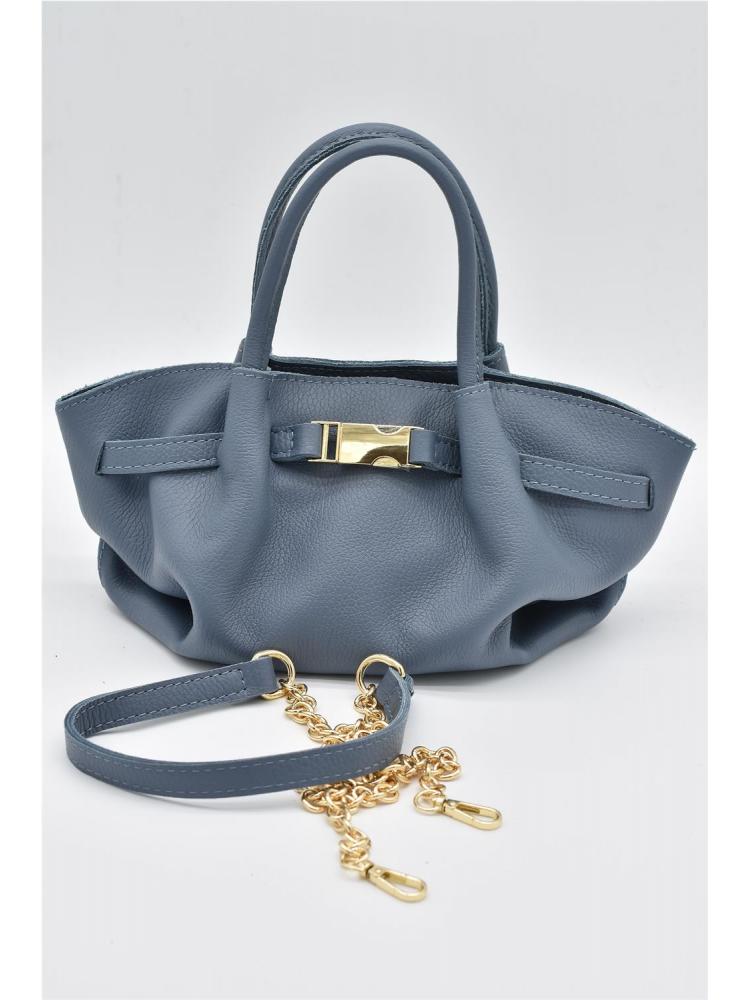 BOLSO PIEL FRUNCIDO AZUL CLARO 2