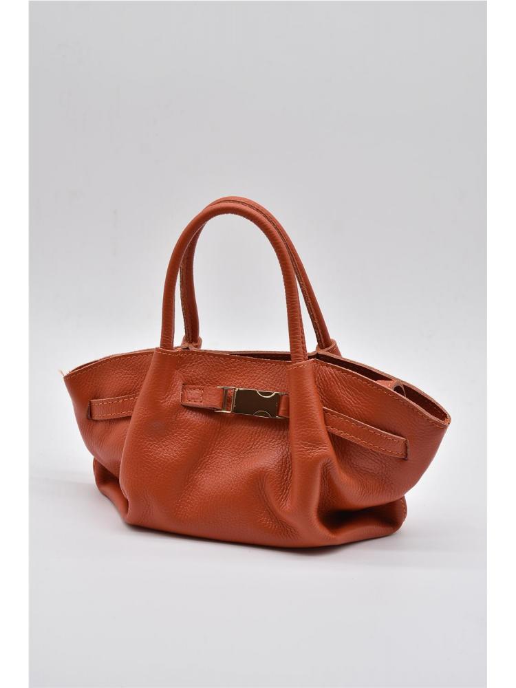 BOLSO PIEL FRUNCIDO NARANJA