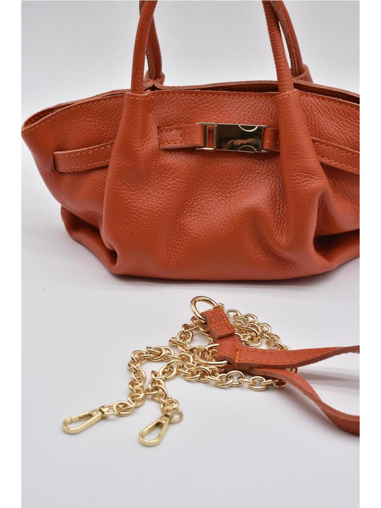 BOLSO PIEL FRUNCIDO NARANJA 2