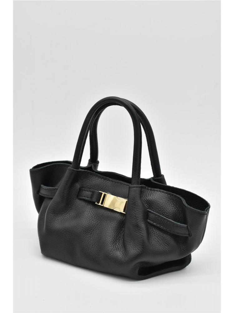 BOLSO PIEL FRUNCIDO NEGRO