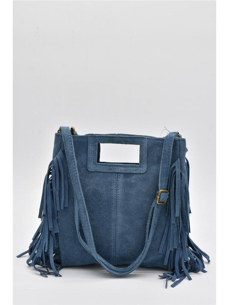 BOLSO PIEL FLECOS AZUL CLARO