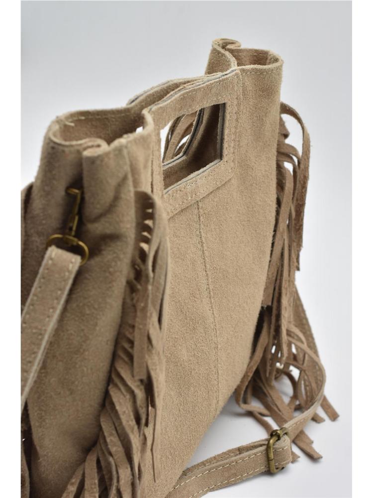 BOLSO PIEL FLECOS CREMA 2