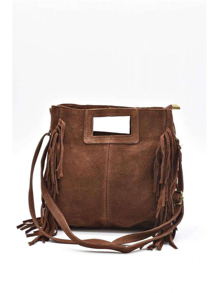 BOLSO PIEL FLECOS BEIGE