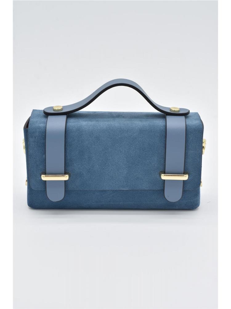 BOLSO PIEL CARTERA AZUL CLARO