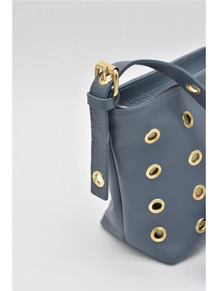 BOLSO PIEL TACHAS AZUL CLARO 2