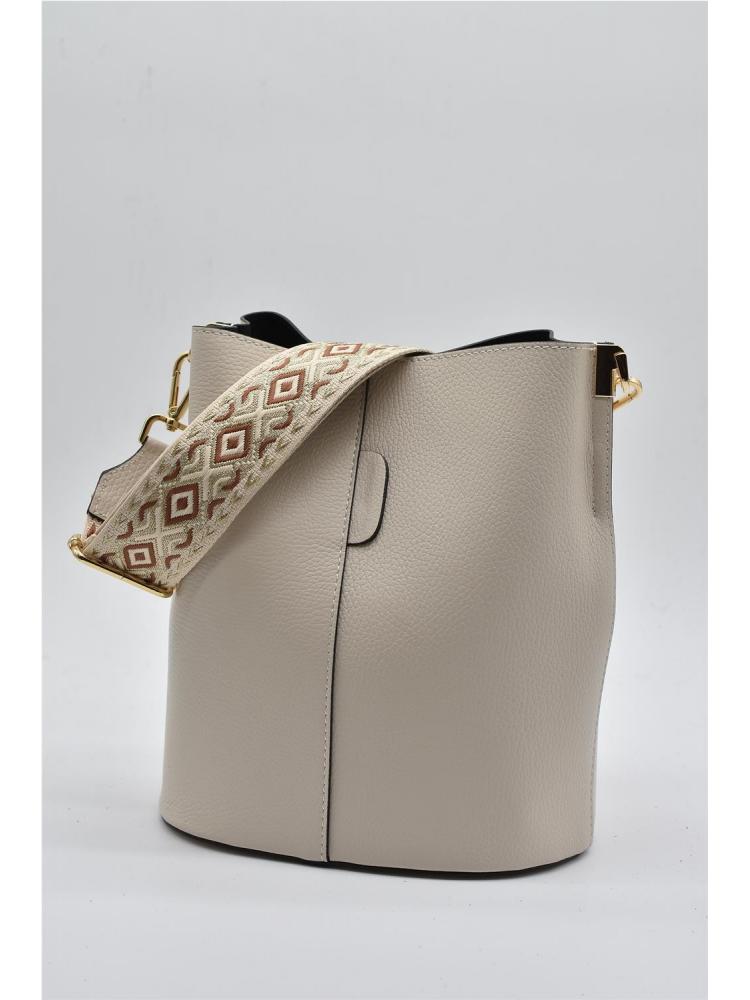 BOLSO CUBO  PIEL CREMA